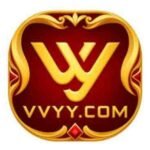VVYY Game logo with gold and red design, gaming controller, dice, coins, and playing cards representing an online gaming platform.